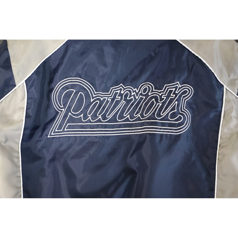 Vintage NFL Windbeaker Jacket Mens L Blue New England Patriots Full Zip Hodded - Picture 5 of 8